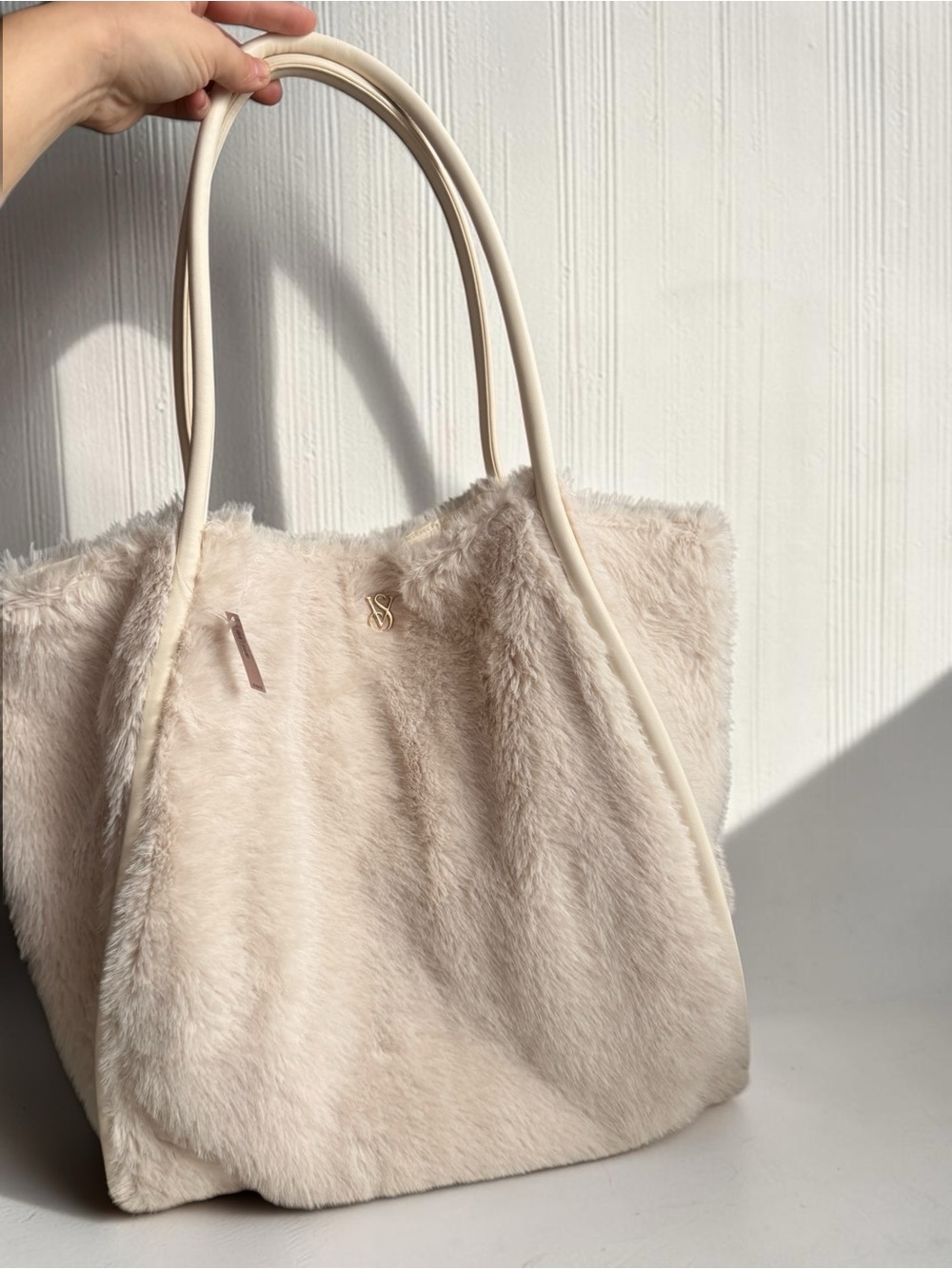 Victoria's Secret Cream Faux Fur Tote Bag